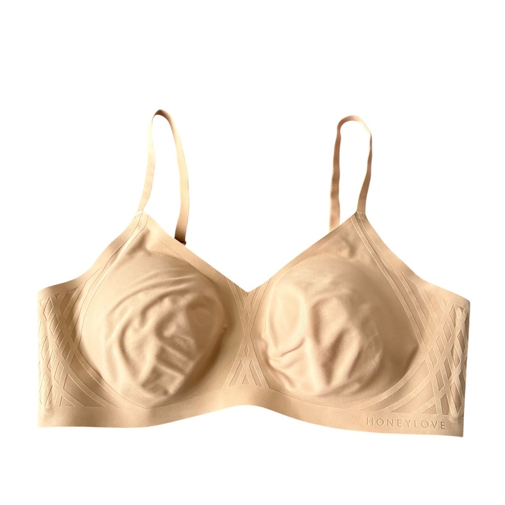 Honeylove CrossOver Seamless Wireless Sculpting Bra Nude Sz XL Neutral Basic